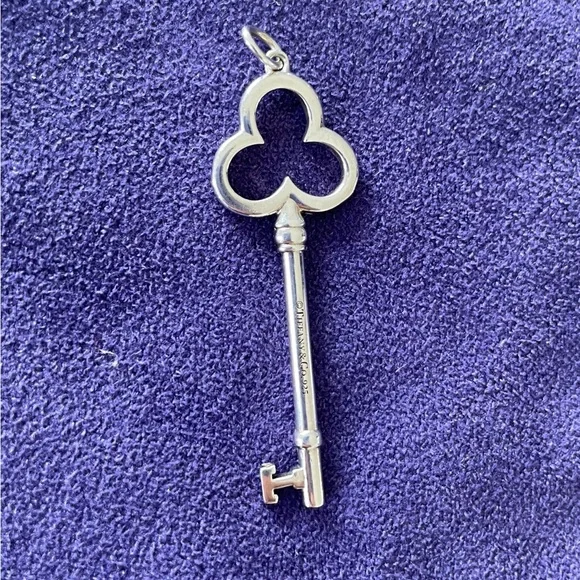 Tiffany & Co. Sterling Silver Trefoil 2” Key Pendant - Picture 2 of 3